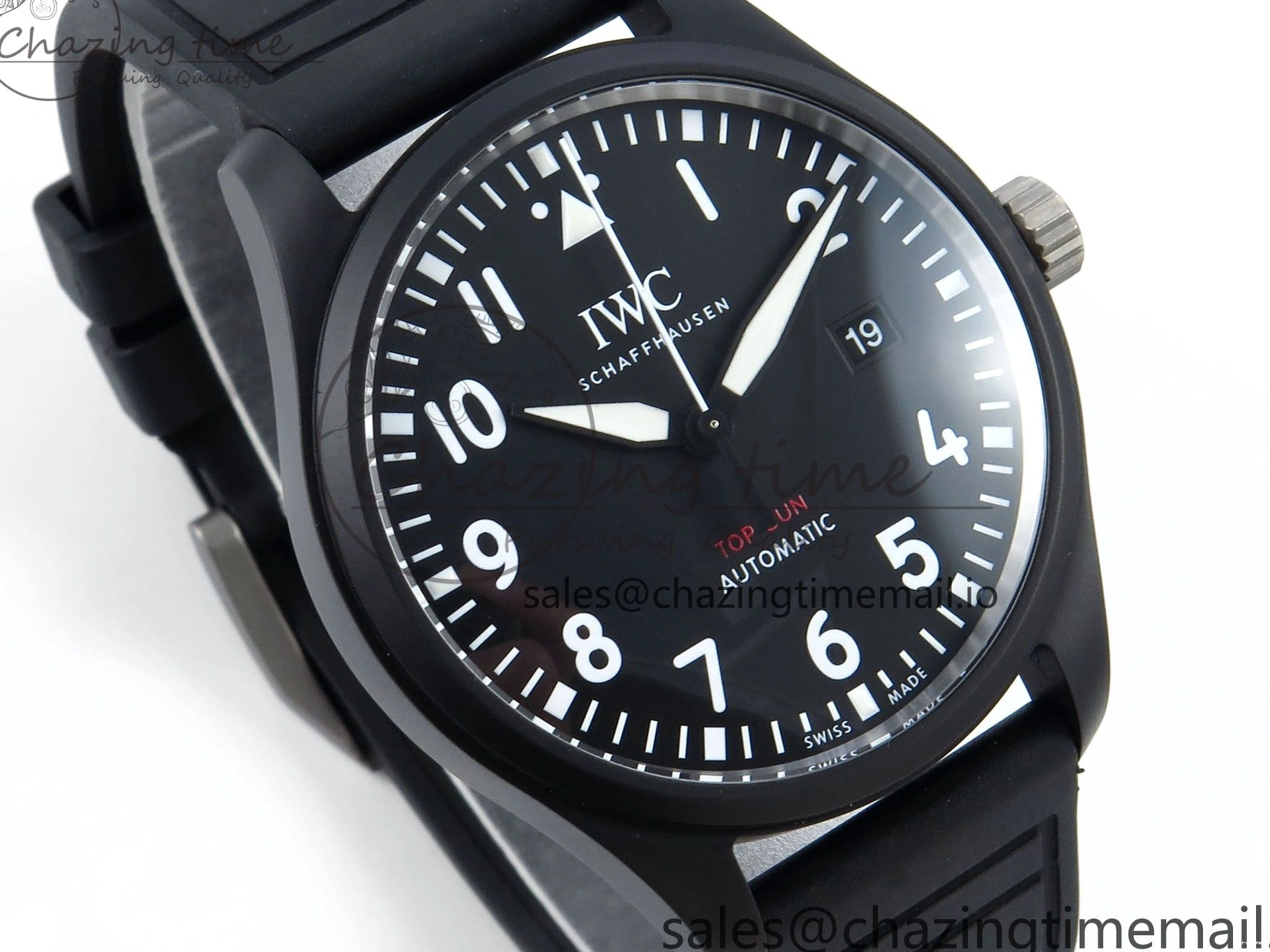 MIROTIME 0424 Pilot Top Gun IW326901 M+F 1:1 Best Edition Black Dial on Black Rubber Strap A SportInspired 6999